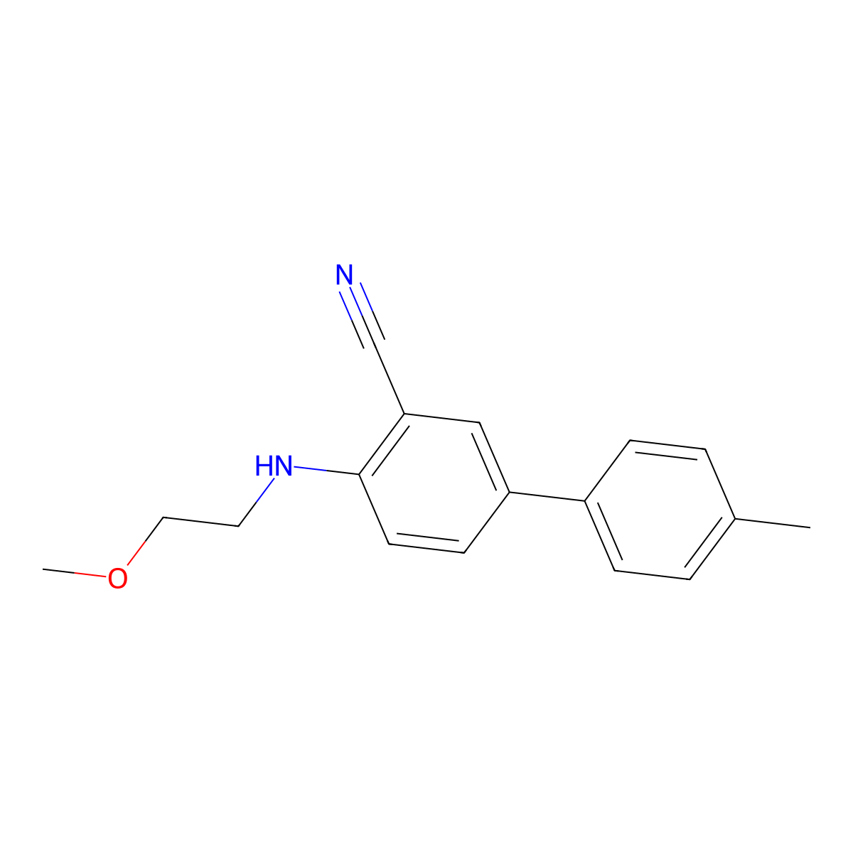 2-[(2-Methoxyethyl)amino]-5-(4-methylphenyl)benzonitrile molecular structure, CAS 2060046-29-7