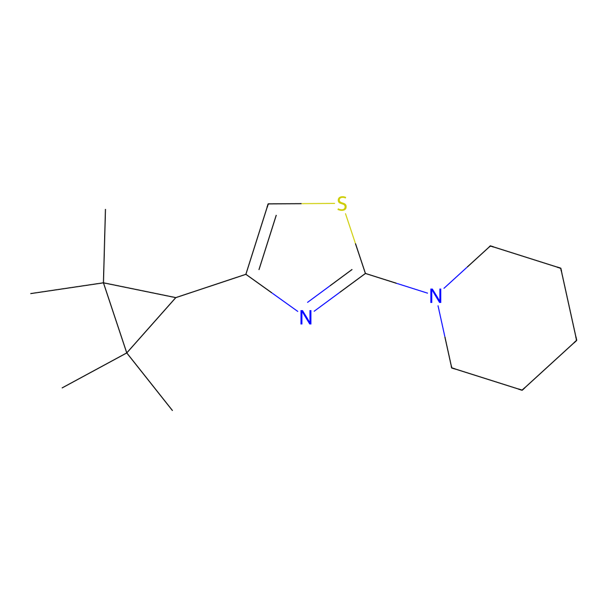 1-[4-(2,2,3,3-Tetramethylcyclopropyl)-1,3-thiazol-2-yl]piperidine molecular structure, CAS 2060046-35-5