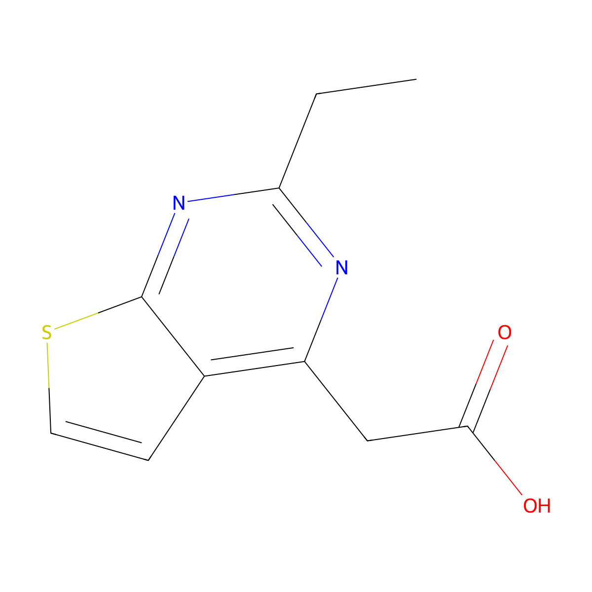 2-{2-Ethylthieno[2,3-d]pyrimidin-4-yl}acetic acid molecular structure, CAS 2060046-40-2