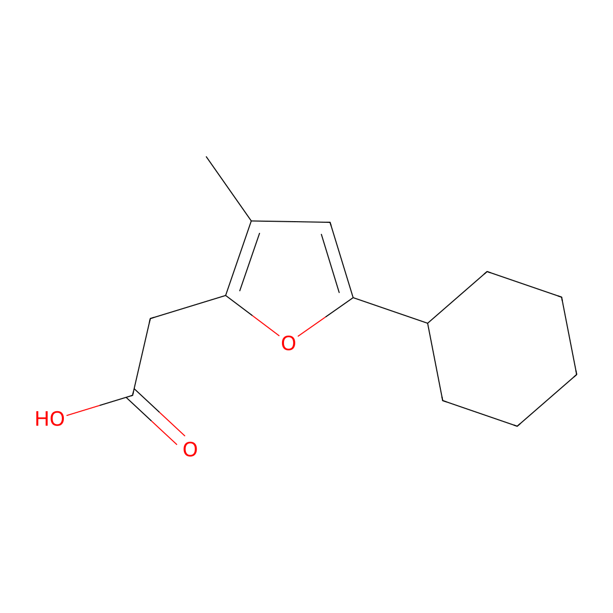 2-(5-Cyclohexyl-3-methylfuran-2-yl)acetic acid molecular structure, CAS 2060046-44-6