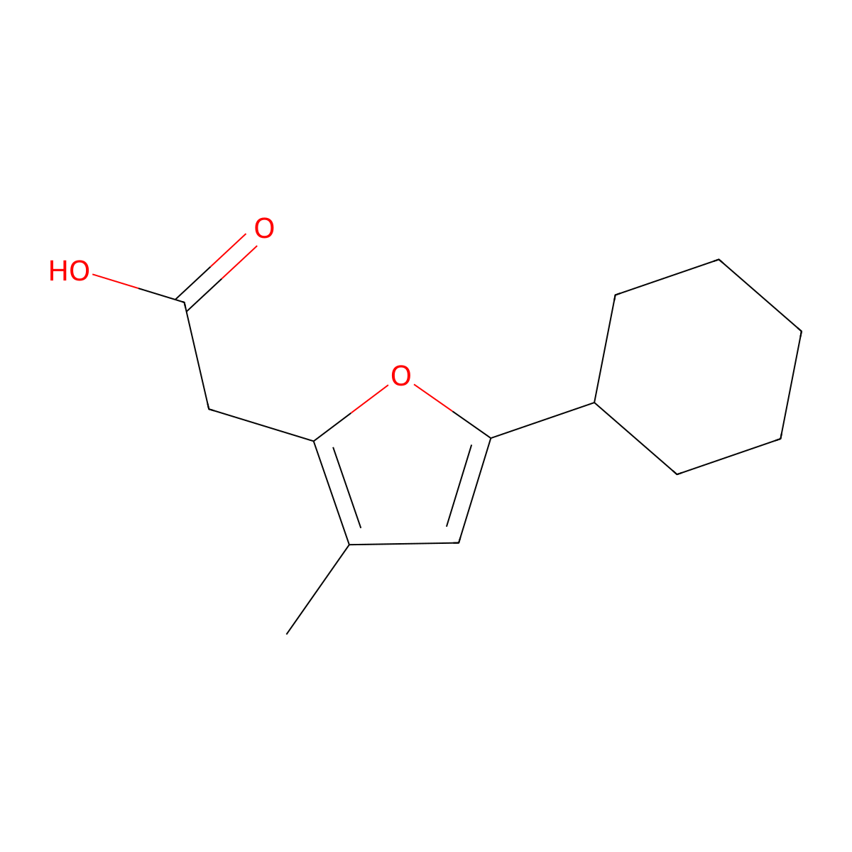2-(5-Cyclohexyl-3-methylfuran-2-yl)acetic acid molecular structure, CAS 2060046-44-6