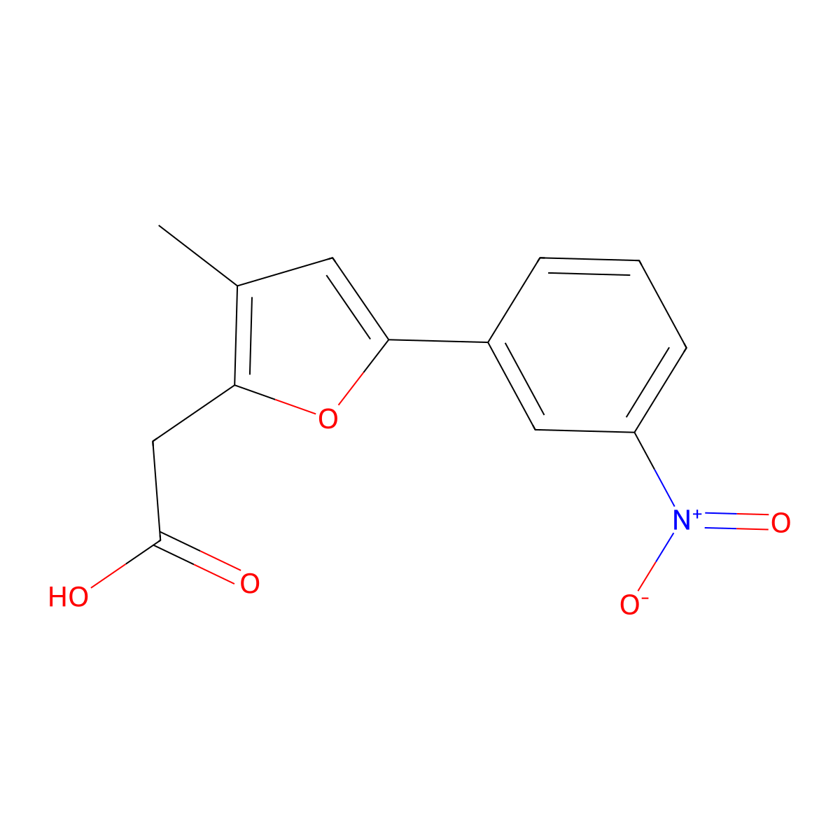 2-[3-Methyl-5-(3-nitrophenyl)furan-2-yl]acetic acid molecular structure, CAS 2060046-47-9
