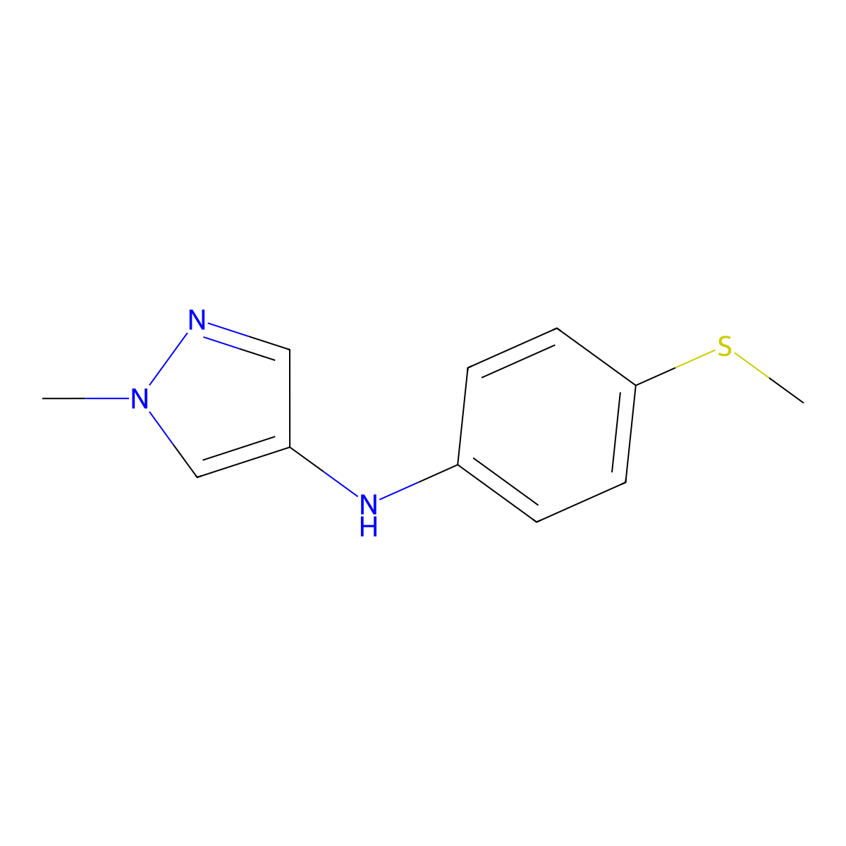 1-Methyl-N-[4-(methylsulfanyl)phenyl]-1H-pyrazol-4-amine molecular structure, CAS 2060046-55-9