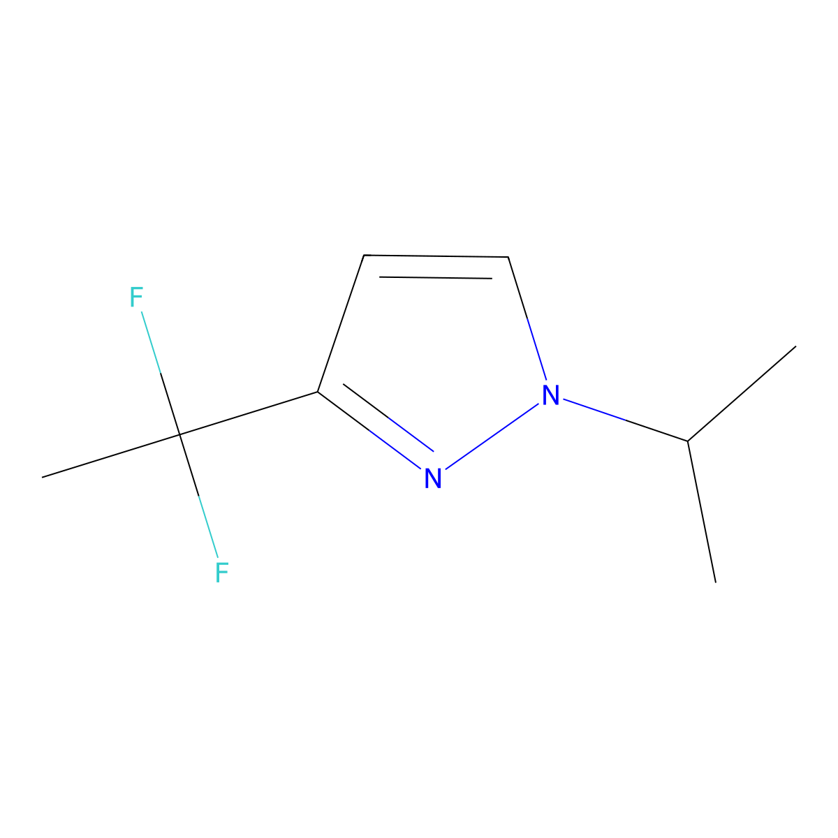 3-(1,1-Difluoroethyl)-1-(propan-2-yl)-1H-pyrazole molecular structure, CAS 2060046-65-1