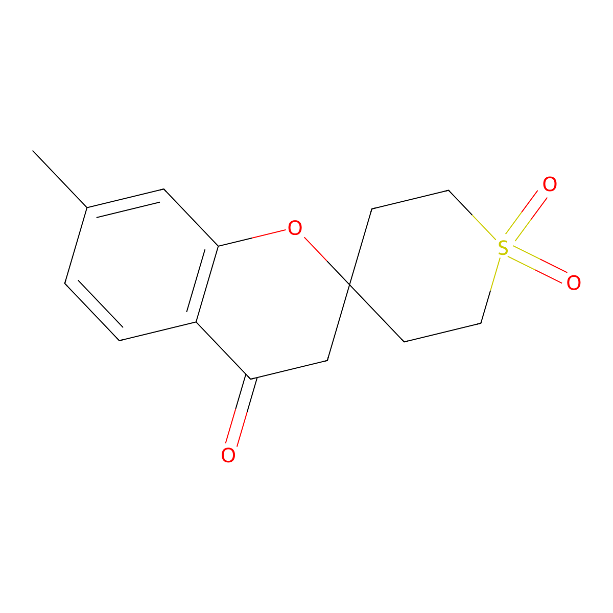 7-Methyl-3,4-dihydrospiro[1-benzopyran-2,4'-[1lambda6]thiane]-1',1',4-trione molecular structure, CAS 2060046-80-0