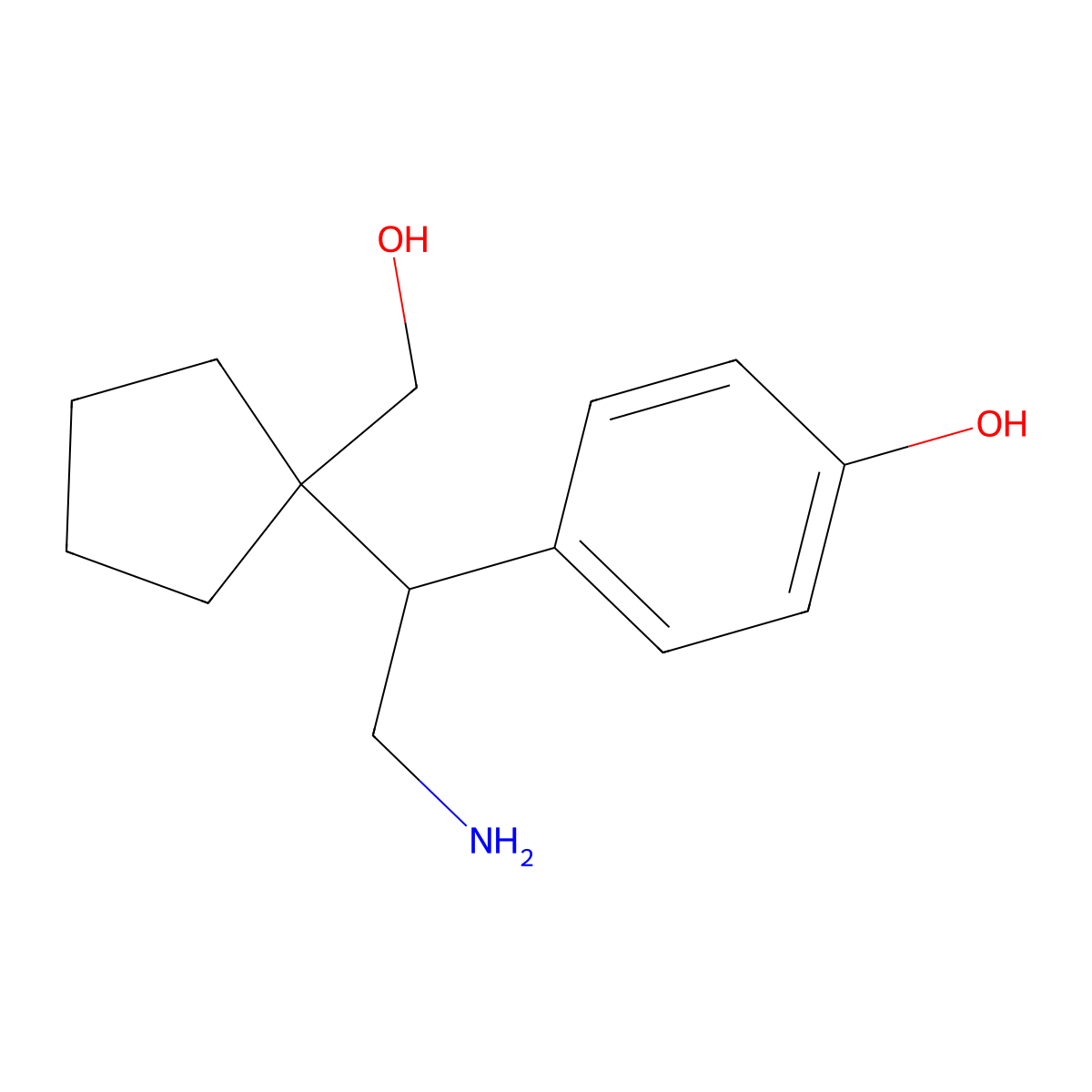 4-{2-Amino-1-[1-(hydroxymethyl)cyclopentyl]ethyl}phenol molecular structure, CAS 2060046-83-3