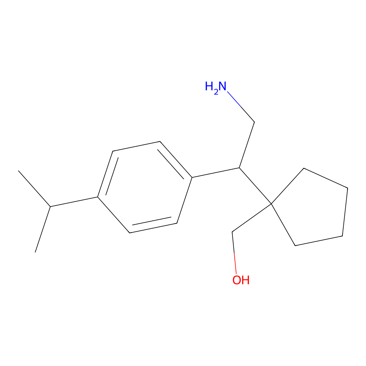 (1-{2-Amino-1-[4-(propan-2-yl)phenyl]ethyl}cyclopentyl)methanol molecular structure, CAS 2060046-86-6