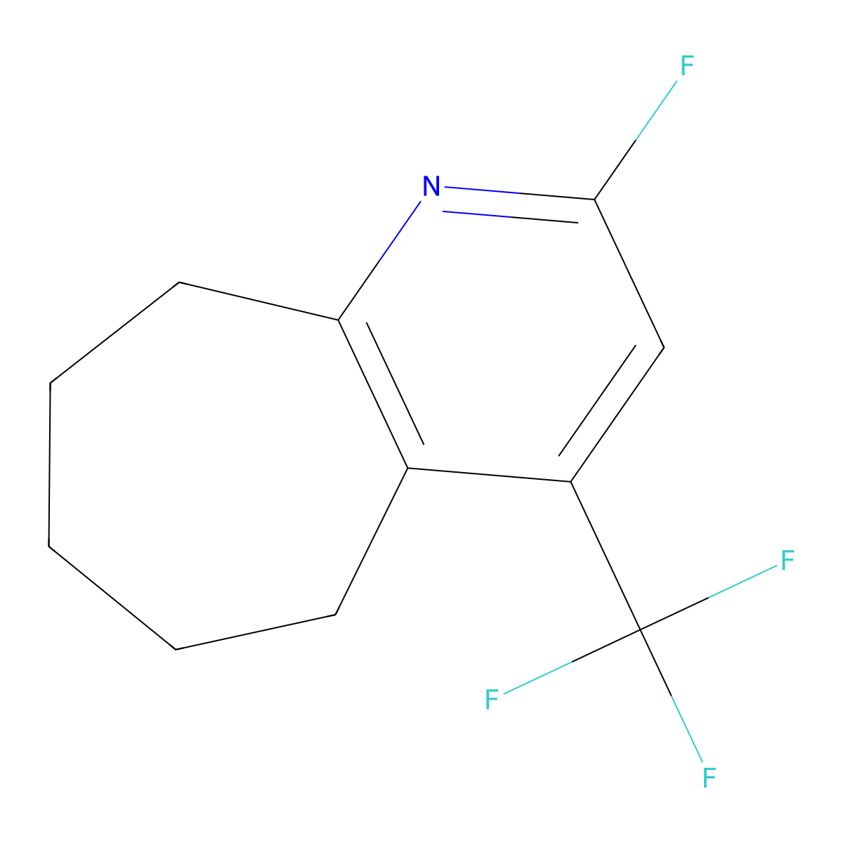 2-Fluoro-4-(trifluoromethyl)-5H,6H,7H,8H,9H-cyclohepta[b]pyridine molecular structure, CAS 2060046-89-9