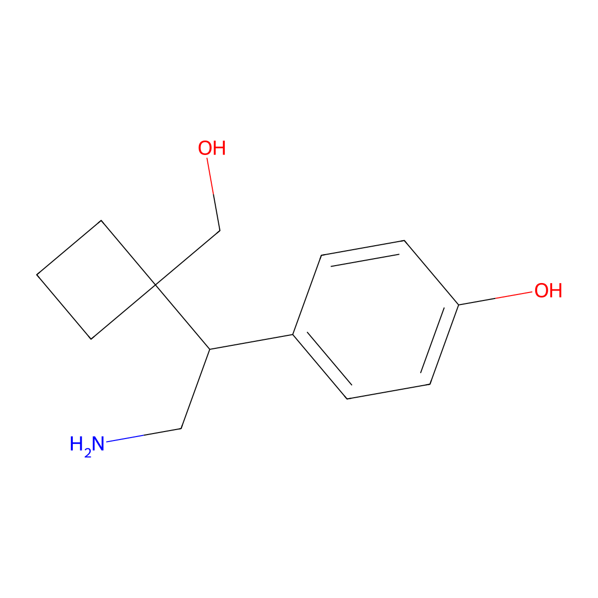 4-{2-Amino-1-[1-(hydroxymethyl)cyclobutyl]ethyl}phenol molecular structure, CAS 2060046-92-4