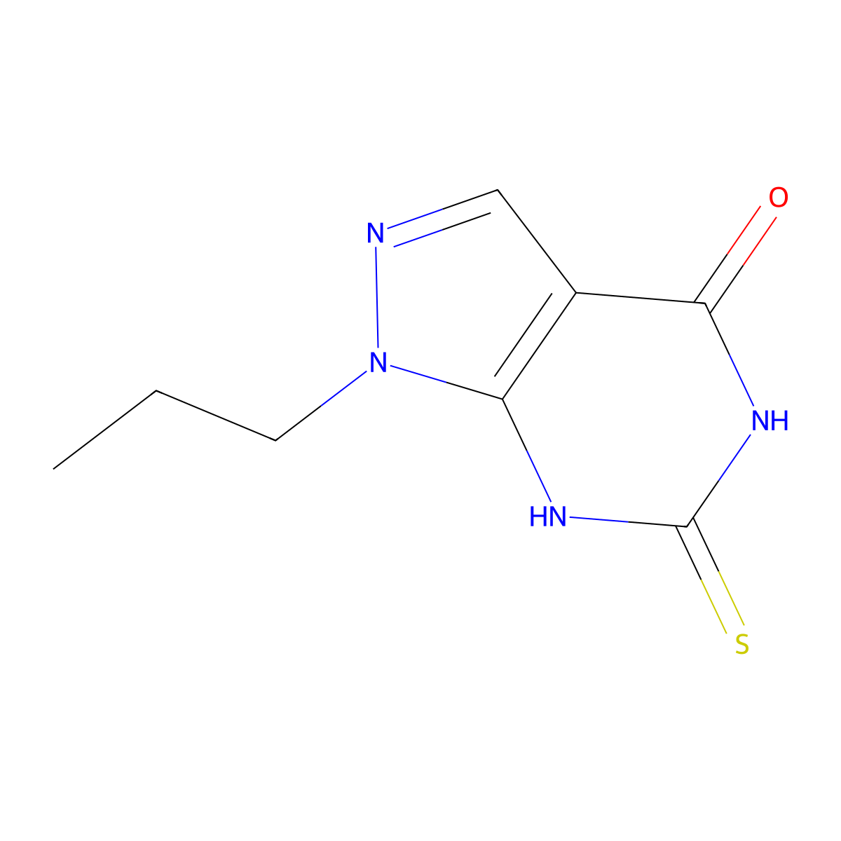 1-Propyl-6-sulfanyl-1H,4H,7H-pyrazolo[3,4-d]pyrimidin-4-one molecular structure, CAS 2060047-07-4
