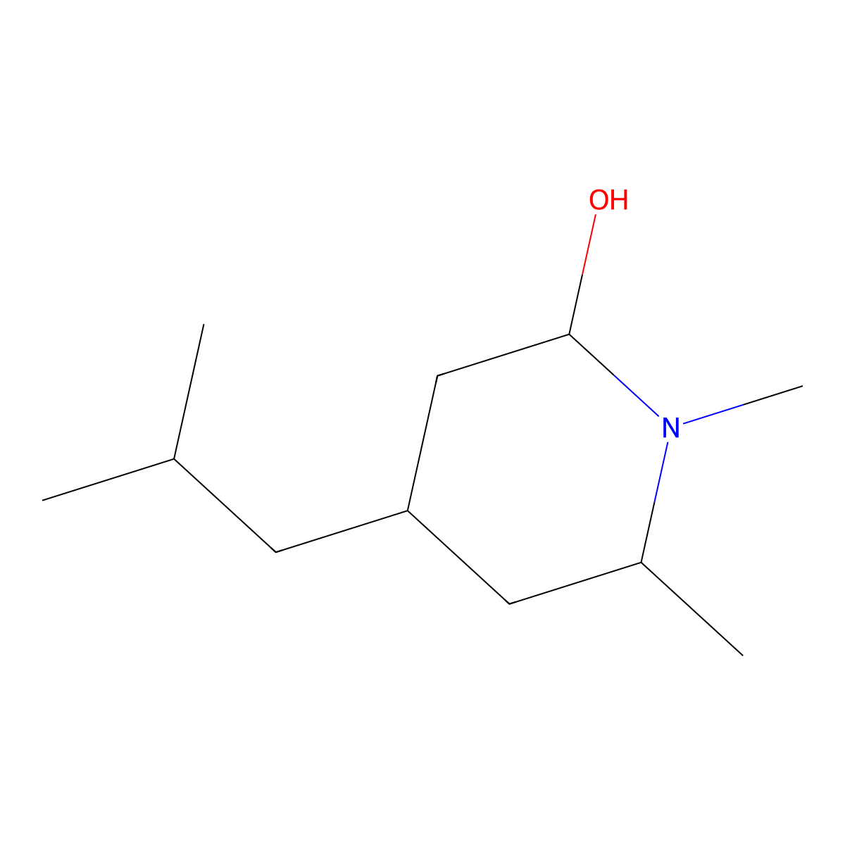 1,6-Dimethyl-4-(2-methylpropyl)piperidin-2-ol molecular structure, CAS 2060047-08-5