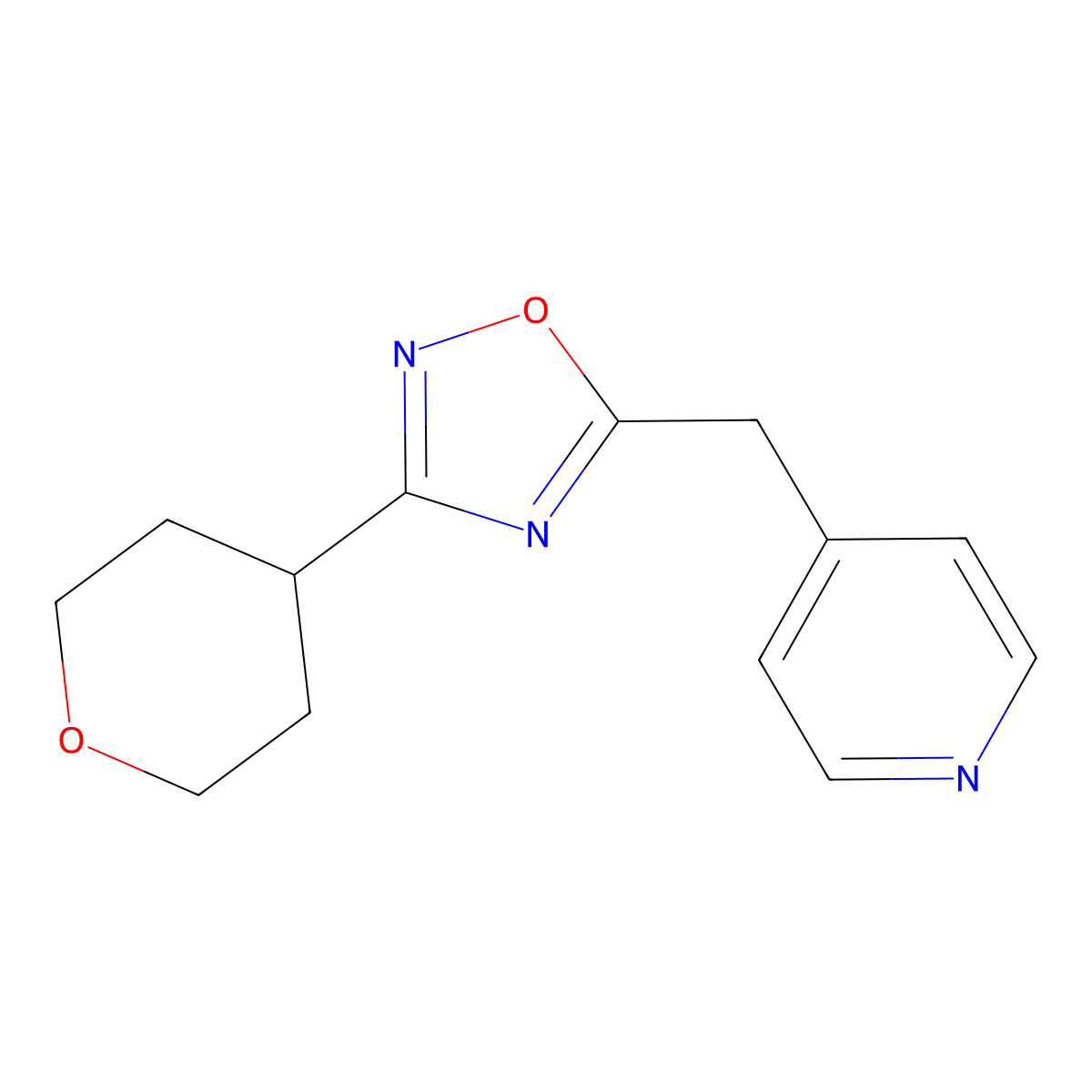 4-{[3-(Oxan-4-yl)-1,2,4-oxadiazol-5-yl]methyl}pyridine molecular structure, CAS 2060047-13-2