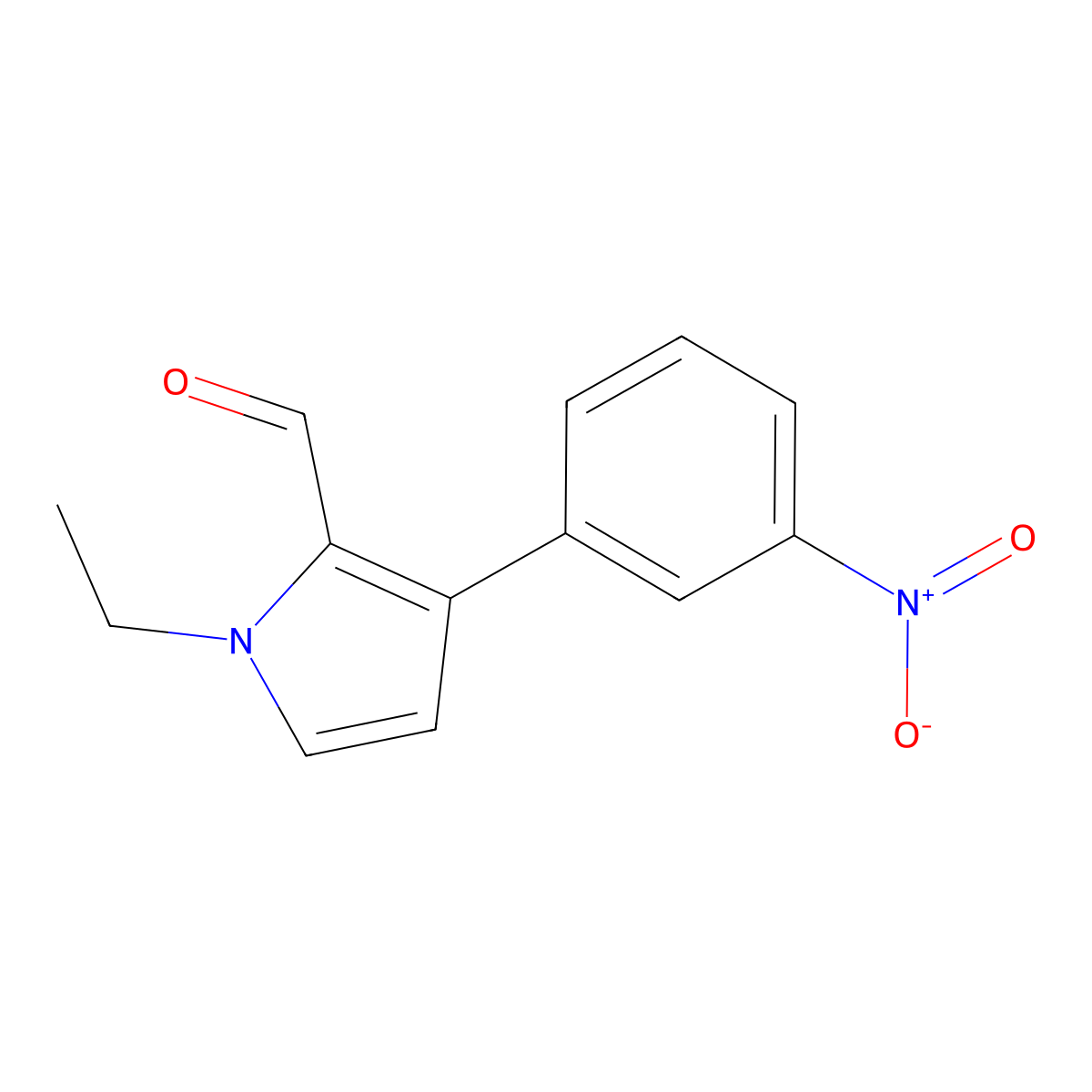 1-Ethyl-3-(3-nitrophenyl)-1H-pyrrole-2-carbaldehyde molecular structure, CAS 2060047-19-8