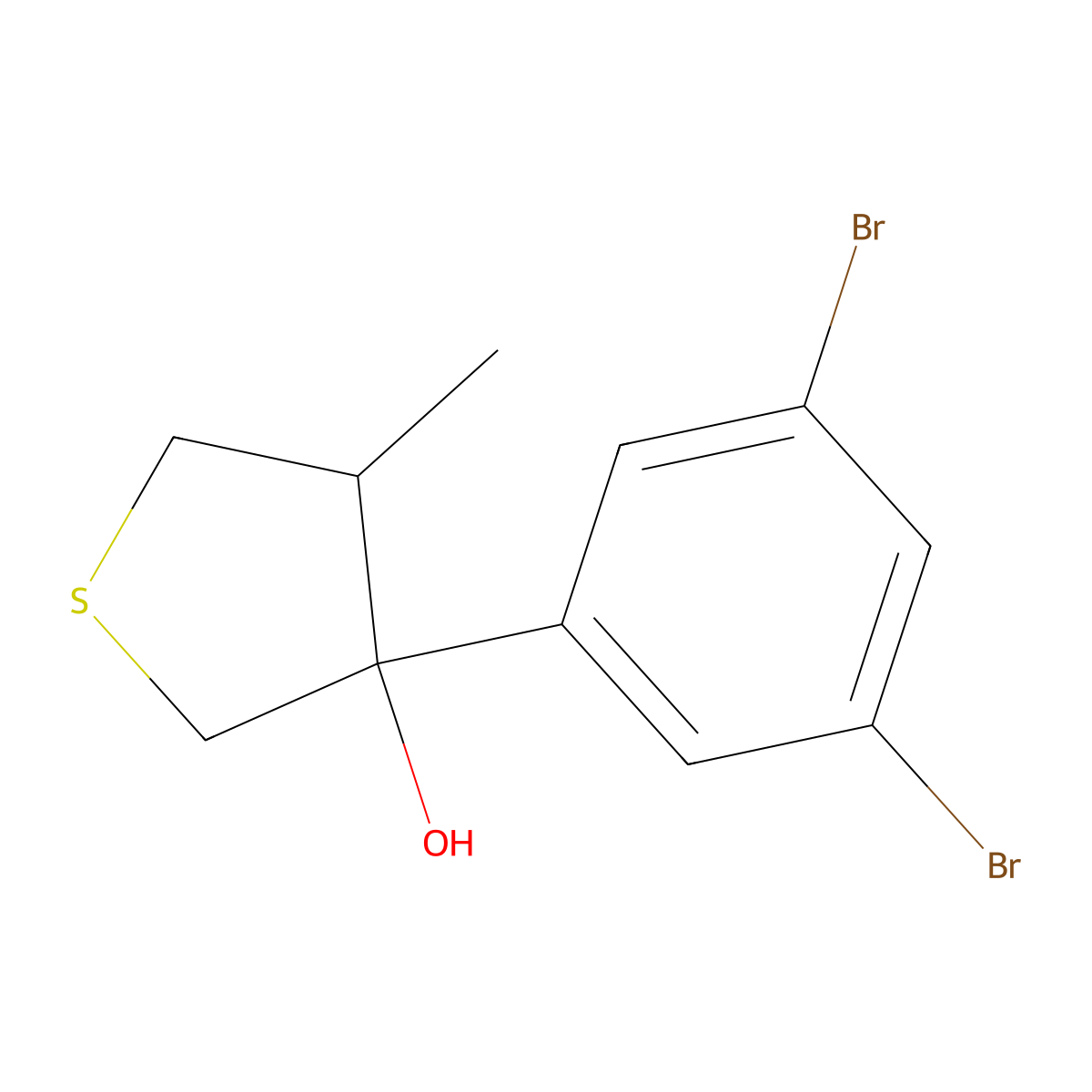 3-(3,5-Dibromophenyl)-4-methylthiolan-3-ol molecular structure, CAS 2060047-26-7