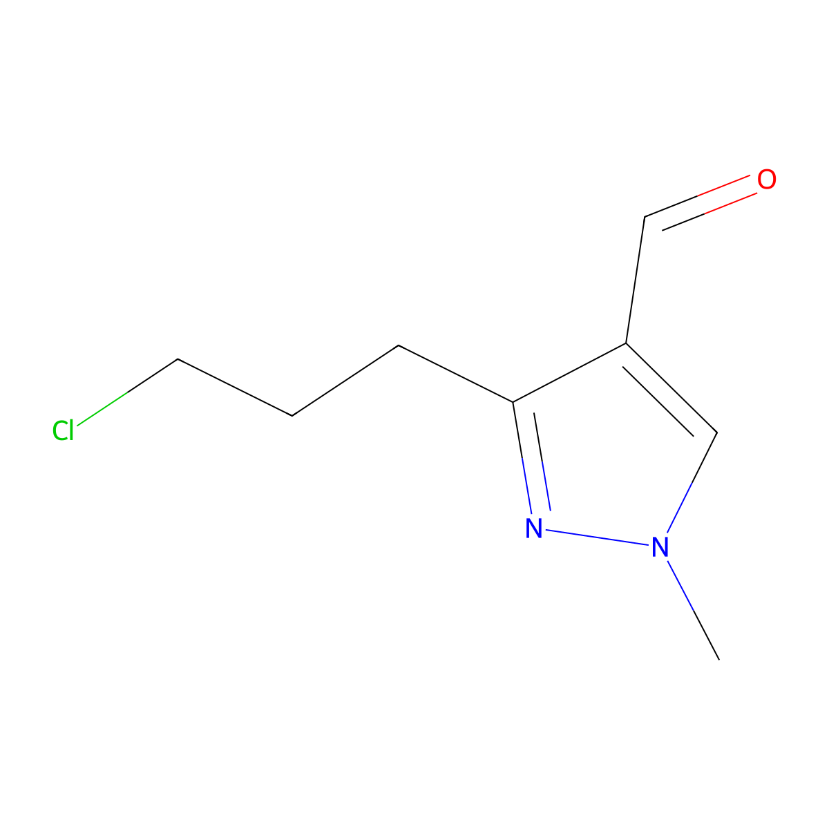 3-(3-chloropropyl)-1-methyl-1H-pyrazole-4-carbaldehyde molecular structure, CAS 2060047-27-8