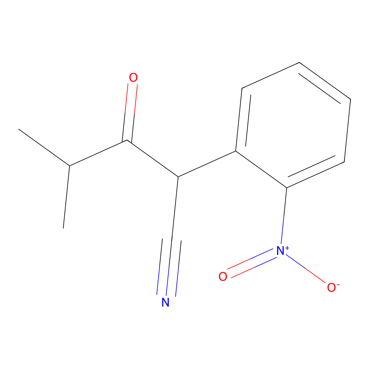 4-Methyl-2-(2-nitrophenyl)-3-oxopentanenitrile molecular structure, CAS 2060047-30-3