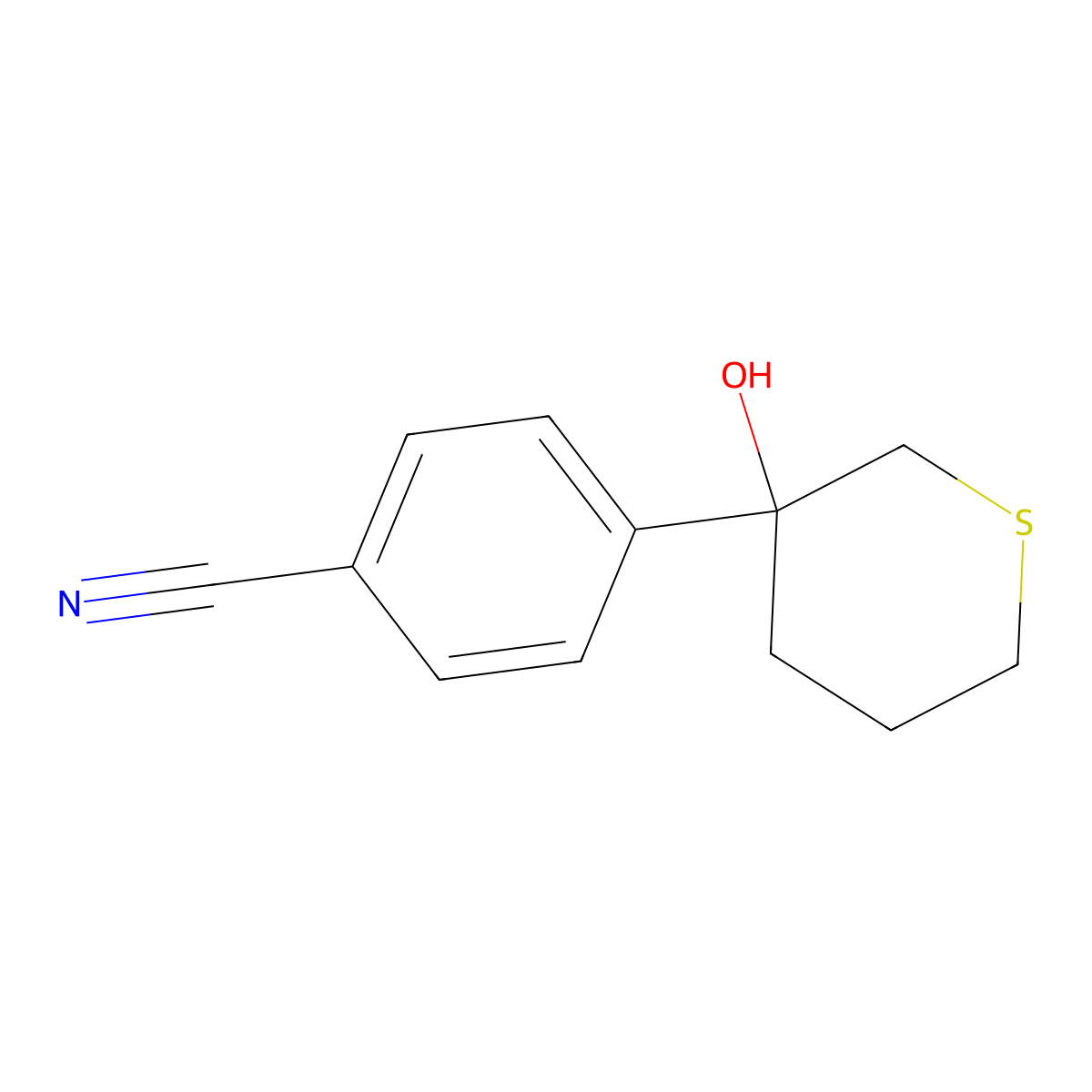 4-(3-Hydroxythian-3-yl)benzonitrile molecular structure, CAS 2060047-31-4