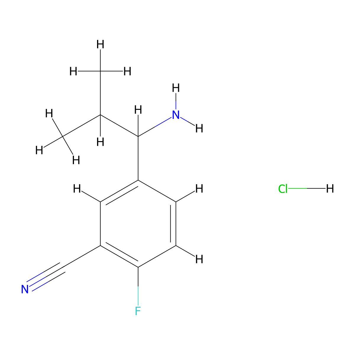 5-(1-Amino-2-methylpropyl)-2-fluorobenzonitrile hydrochloride molecular structure, CAS 2060047-34-7
