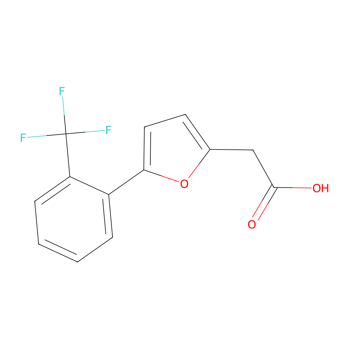 2-{5-[2-(Trifluoromethyl)phenyl]furan-2-yl}acetic acid molecular structure, CAS 2060047-35-8
