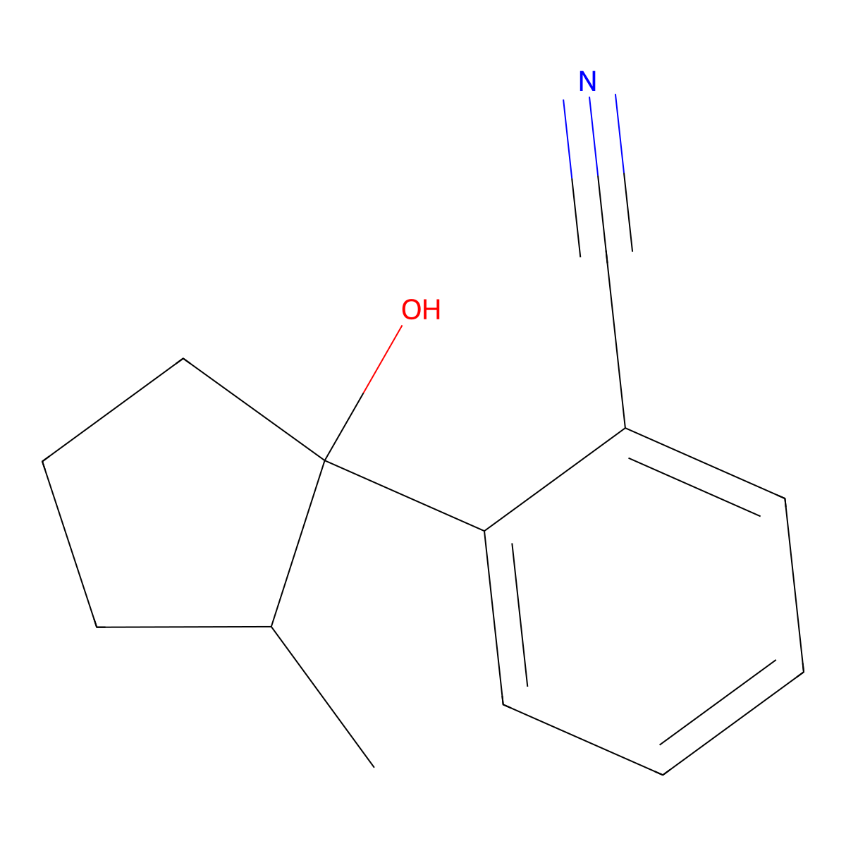 2-(1-Hydroxy-2-methylcyclopentyl)benzonitrile molecular structure, CAS 2060047-46-1