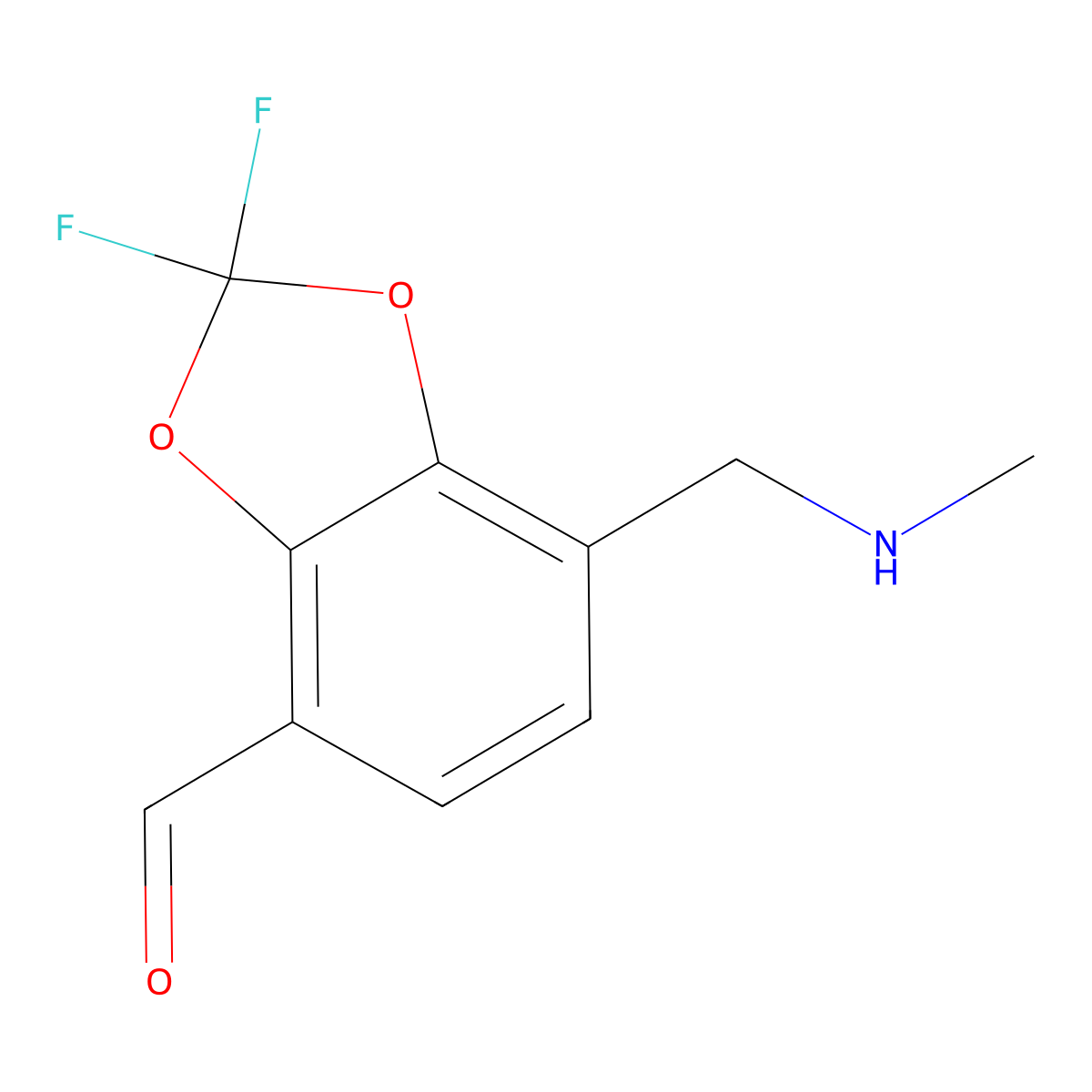 2,2-Difluoro-7-[(methylamino)methyl]-1,3-dioxaindane-4-carbaldehyde molecular structure, CAS 2060047-58-5