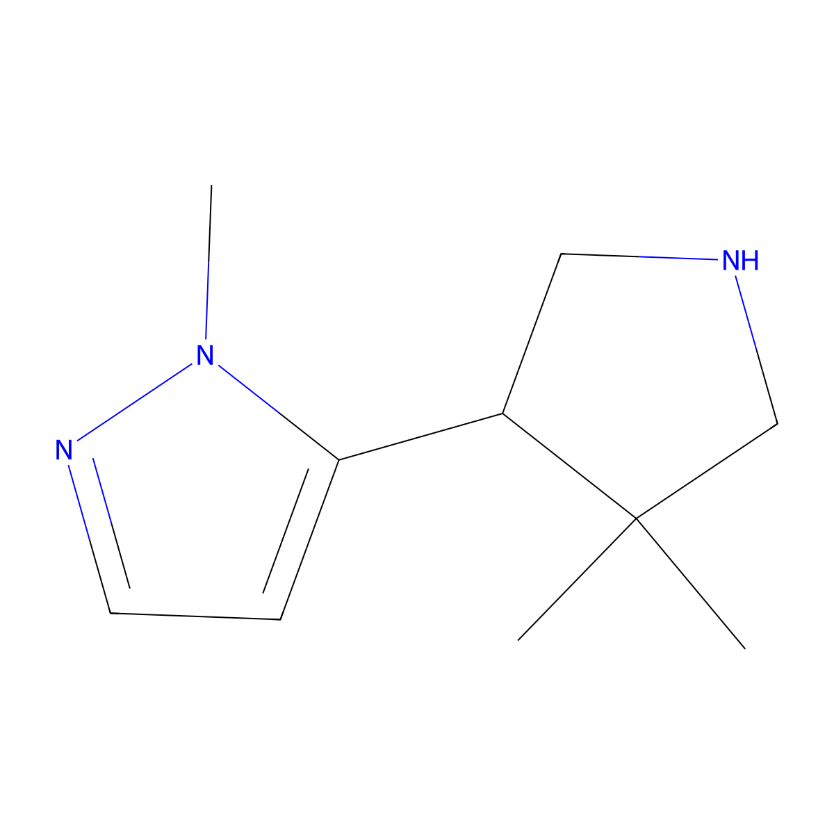 5-(4,4-Dimethylpyrrolidin-3-yl)-1-methyl-1H-pyrazole molecular structure, CAS 2060047-61-0
