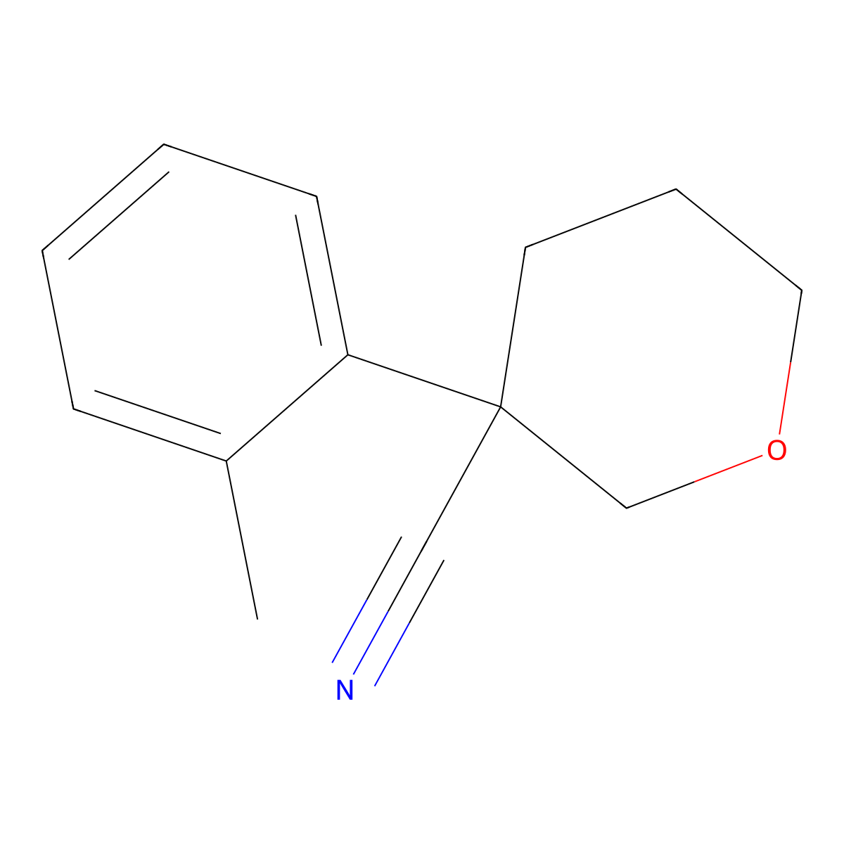 3-(2-Methylphenyl)oxane-3-carbonitrile molecular structure, CAS 2060047-69-8