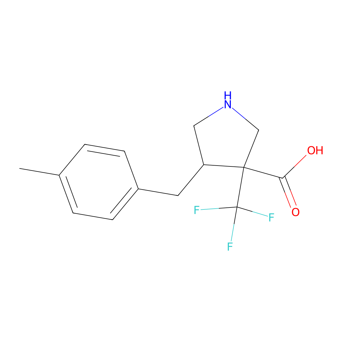 4-[(4-Methylphenyl)methyl]-3-(trifluoromethyl)pyrrolidine-3-carboxylic acid molecular structure, CAS 2060047-91-6