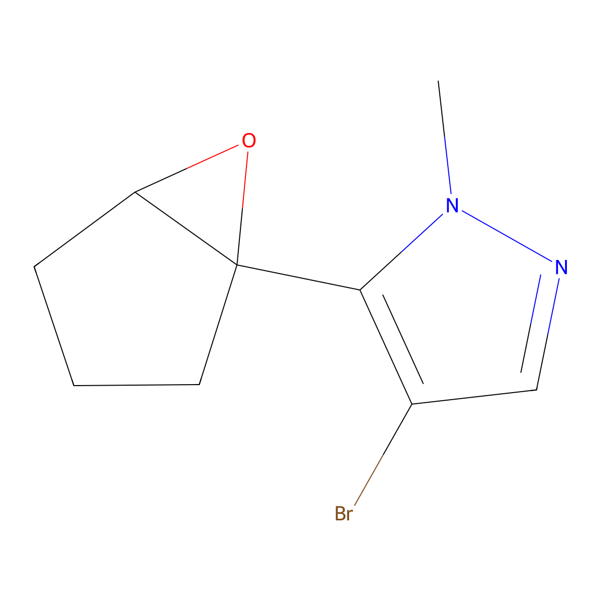 4-Bromo-1-methyl-5-{6-oxabicyclo[3.1.0]hexan-1-yl}-1H-pyrazole molecular structure, CAS 2060048-04-4