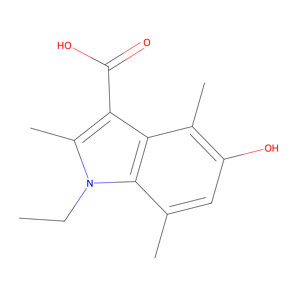 1-Ethyl-5-hydroxy-2,4,7-trimethyl-1H-indole-3-carboxylic acid molecular structure, CAS 2060048-27-1