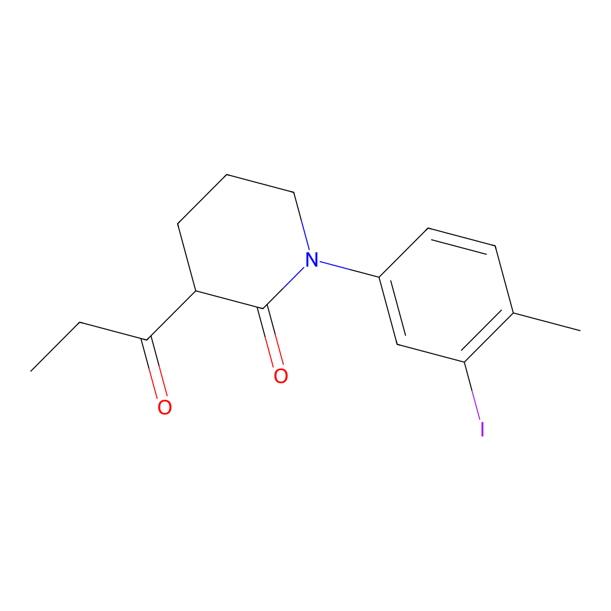 1-(3-Iodo-4-methylphenyl)-3-propanoylpiperidin-2-one molecular structure, CAS 2060048-30-6