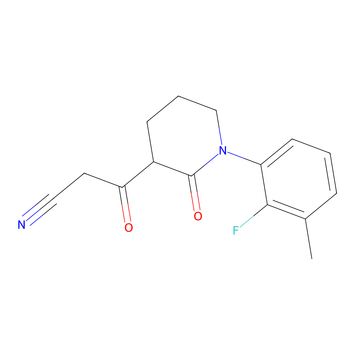 3-[1-(2-Fluoro-3-methylphenyl)-2-oxopiperidin-3-yl]-3-oxopropanenitrile molecular structure, CAS 2060048-36-2