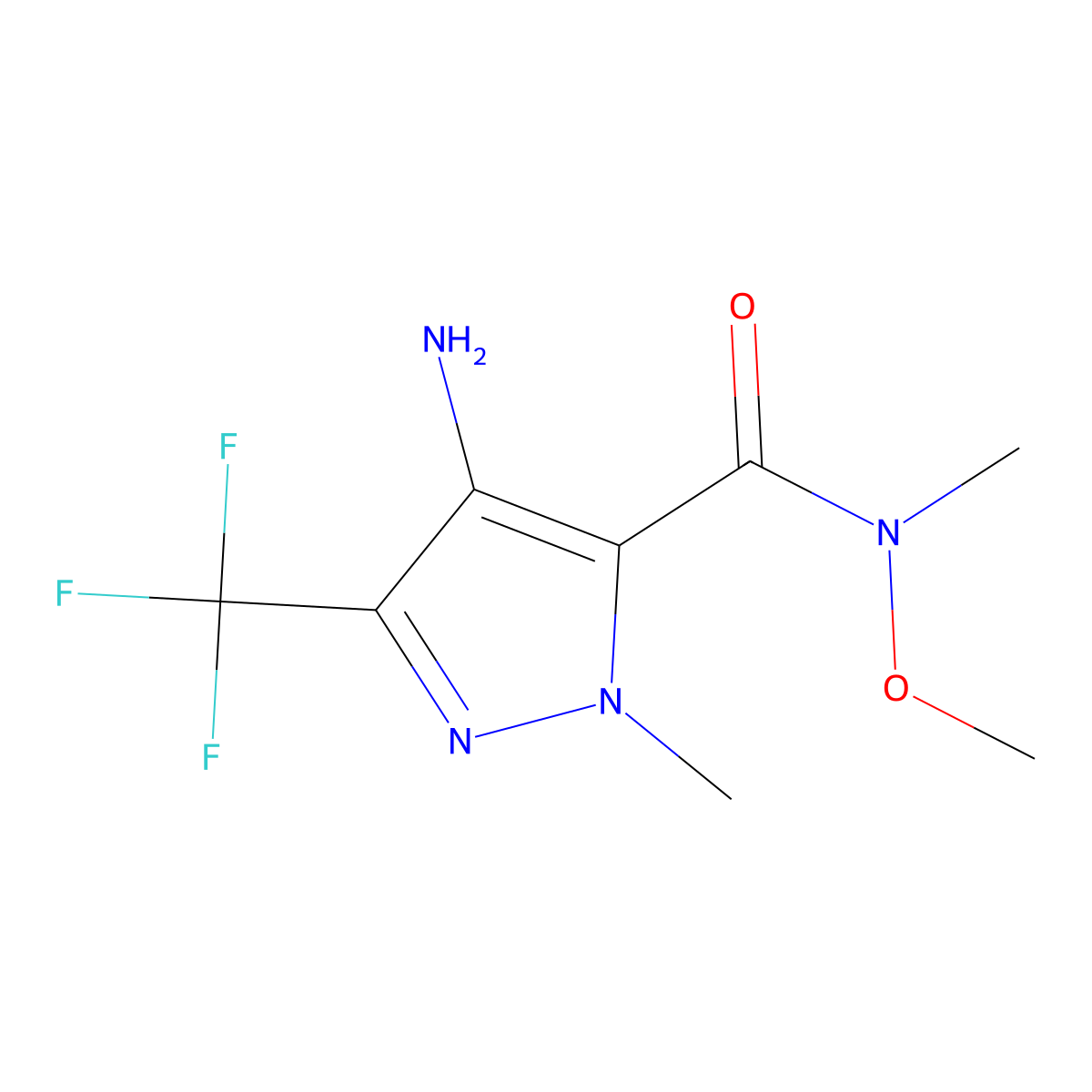4-Amino-N-methoxy-N,1-dimethyl-3-(trifluoromethyl)-1H-pyrazole-5-carboxamide molecular structure, CAS 2060048-39-5