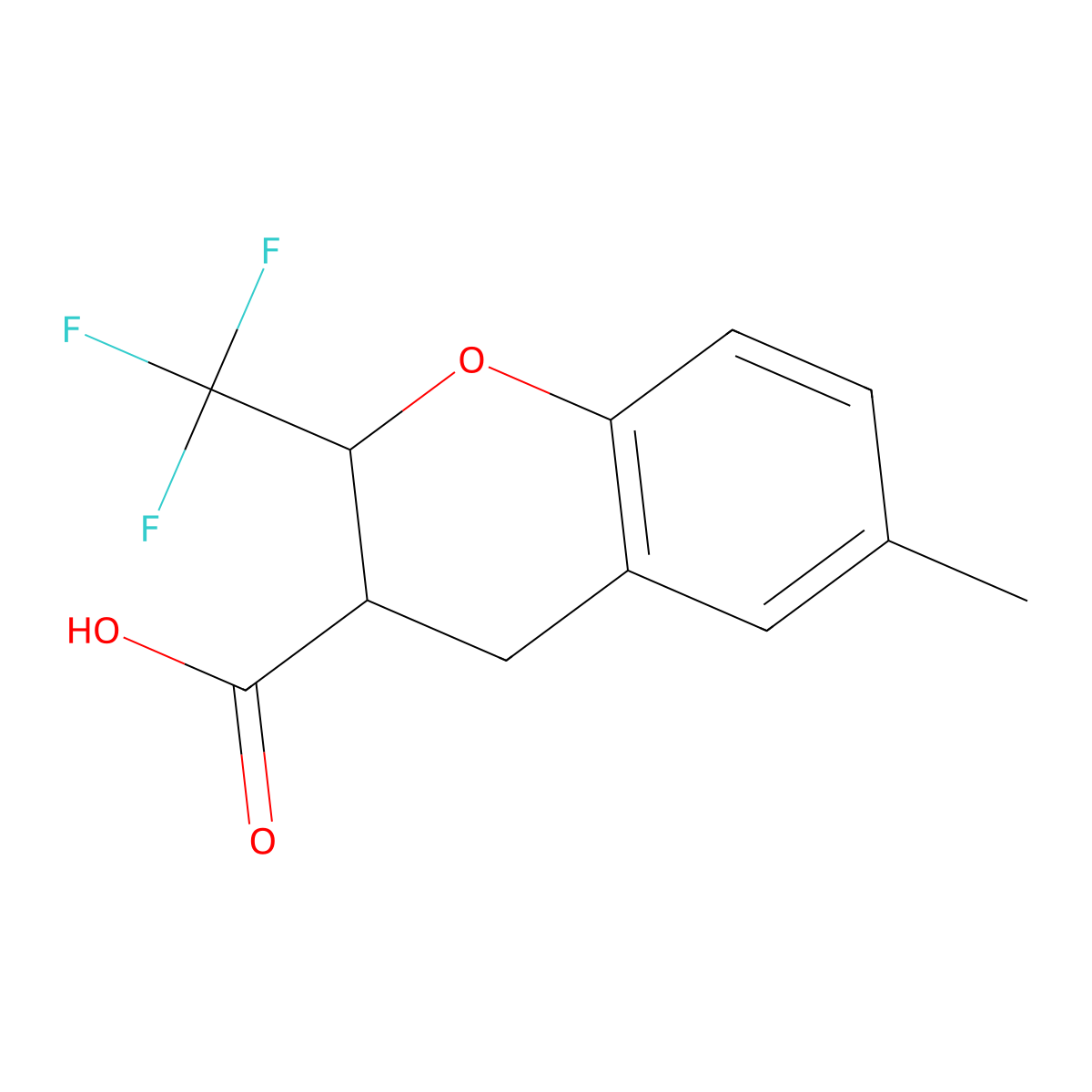 6-Methyl-2-(trifluoromethyl)-3,4-dihydro-2H-1-benzopyran-3-carboxylic acid molecular structure, CAS 2060048-42-0