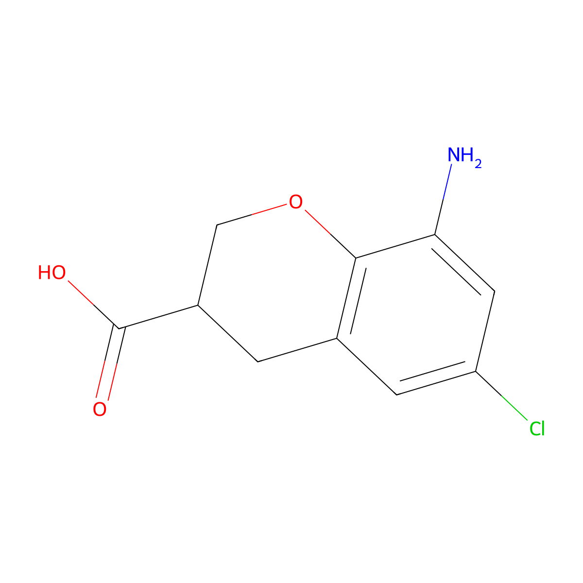 8-Amino-6-chloro-3,4-dihydro-2H-1-benzopyran-3-carboxylic acid molecular structure, CAS 2060048-44-2