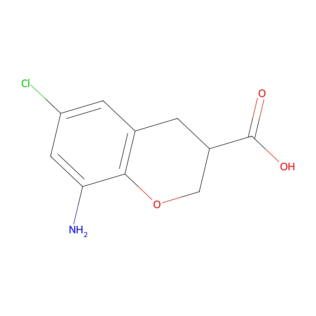 8-Amino-6-chloro-3,4-dihydro-2H-1-benzopyran-3-carboxylic acid molecular structure, CAS 2060048-44-2