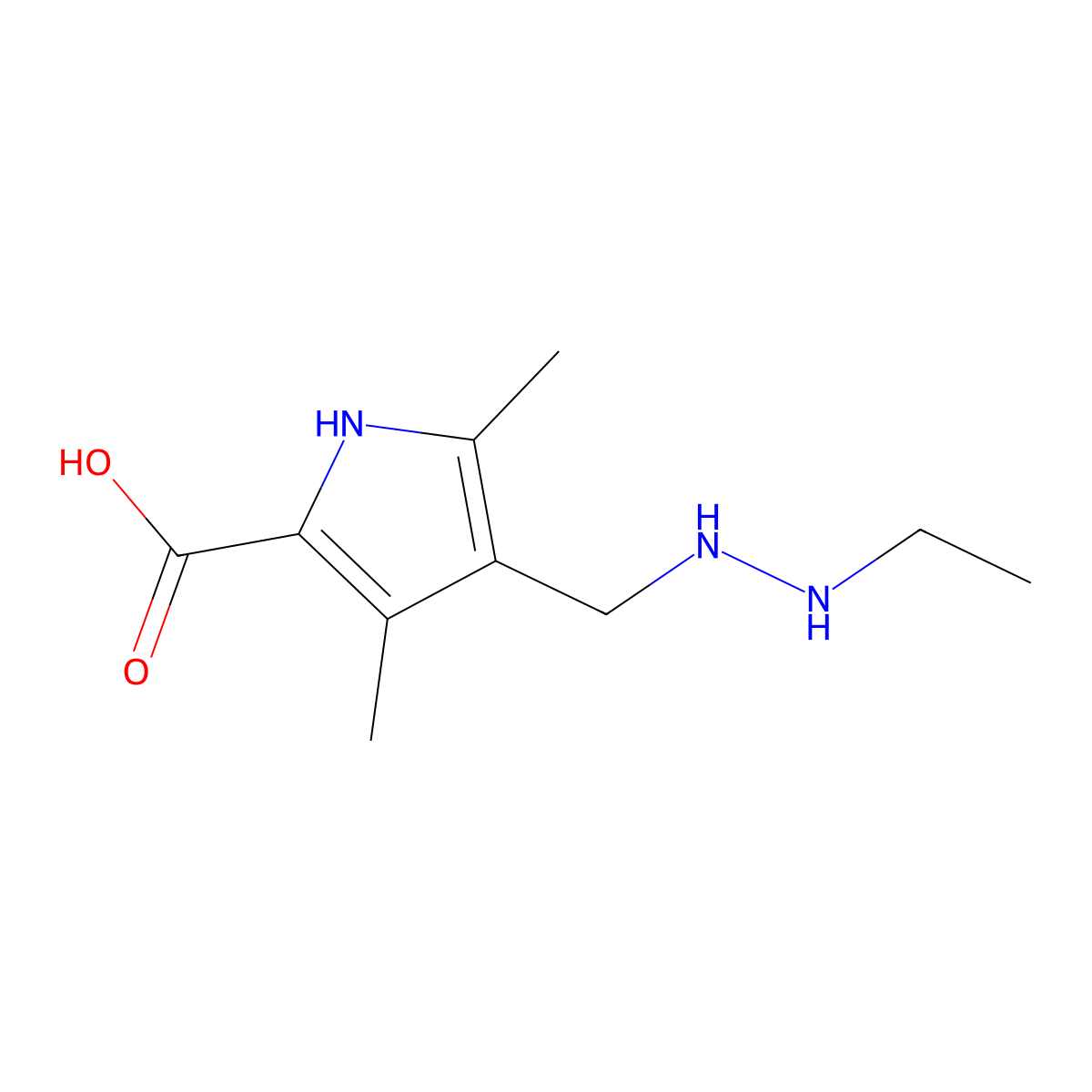4-[(2-Ethylhydrazin-1-yl)methyl]-3,5-dimethyl-1H-pyrrole-2-carboxylic acid molecular structure, CAS 2060048-45-3