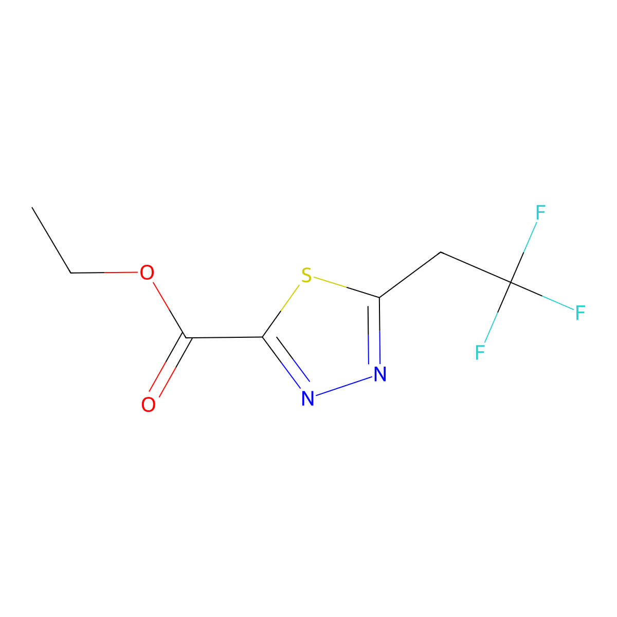Ethyl 5-(2,2,2-trifluoroethyl)-1,3,4-thiadiazole-2-carboxylate molecular structure, CAS 2060048-56-6