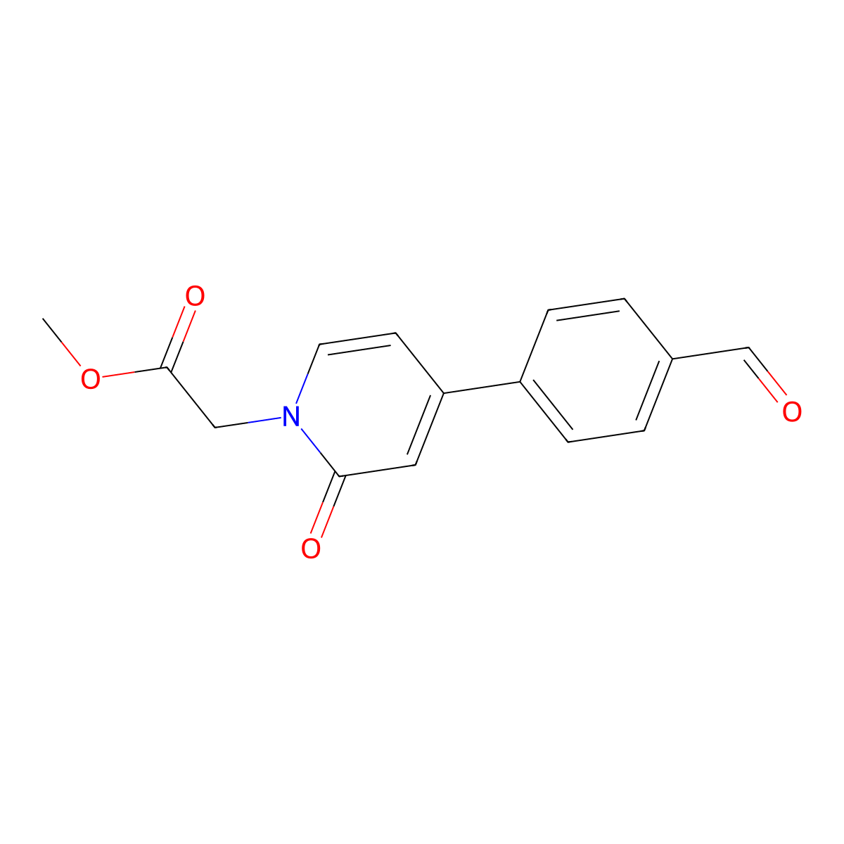 Methyl 2-[4-(4-formylphenyl)-2-oxo-1,2-dihydropyridin-1-yl]acetate molecular structure, CAS 2060048-62-4