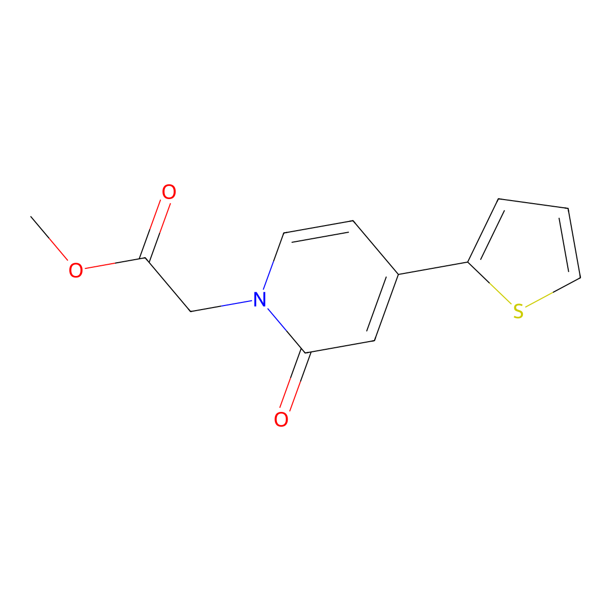 Methyl 2-[2-oxo-4-(thiophen-2-yl)-1,2-dihydropyridin-1-yl]acetate molecular structure, CAS 2060048-66-8
