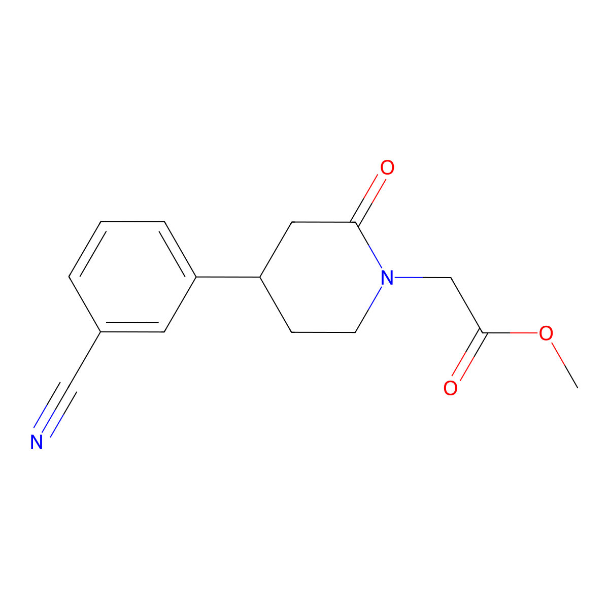 Methyl 2-[4-(3-cyanophenyl)-2-oxopiperidin-1-yl]acetate molecular structure, CAS 2060048-69-1
