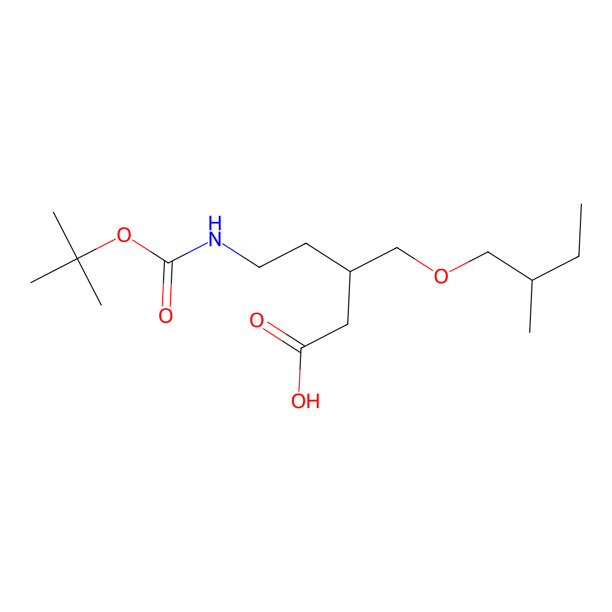 5-{[(Tert-butoxy)carbonyl]amino}-3-[(2-methylbutoxy)methyl]pentanoic acid molecular structure, CAS 2060048-70-4