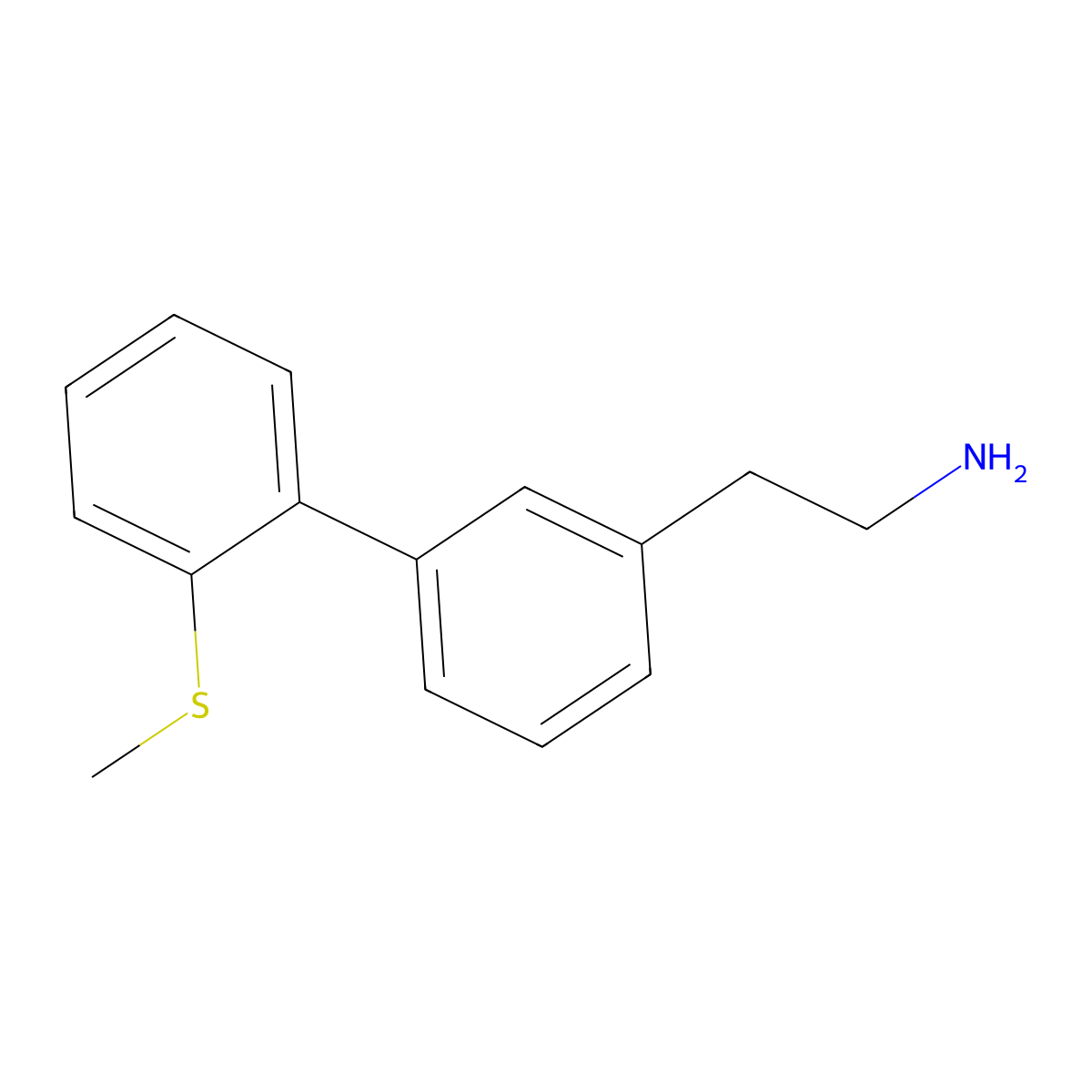 2-{3-[2-(Methylsulfanyl)phenyl]phenyl}ethan-1-amine molecular structure, CAS 2060048-71-5