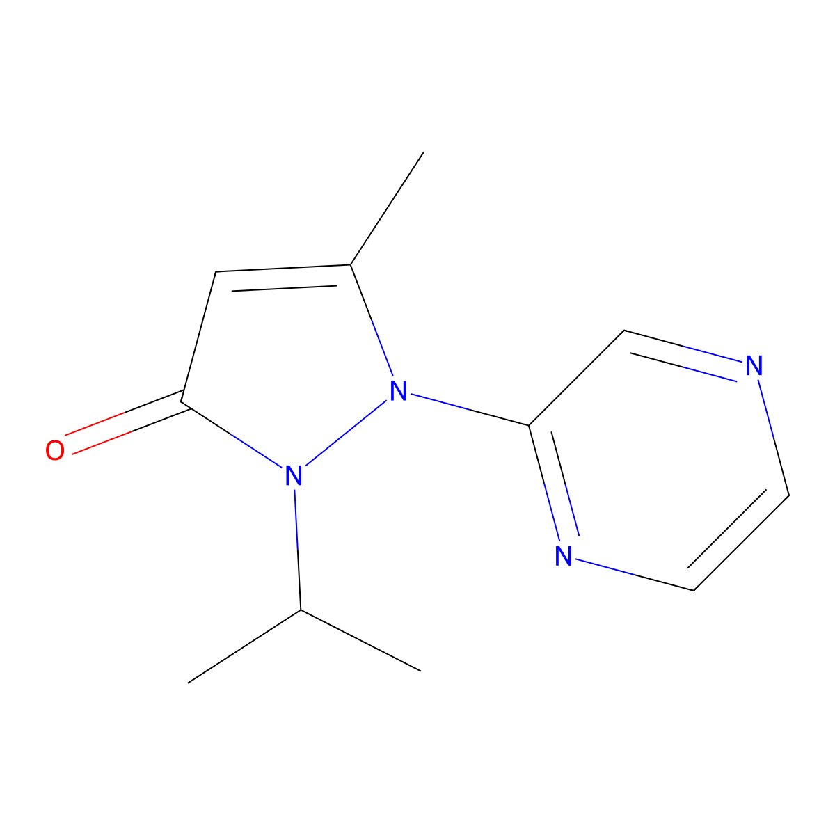 5-Methyl-2-(propan-2-yl)-1-(pyrazin-2-yl)-2,3-dihydro-1H-pyrazol-3-one molecular structure, CAS 2060048-80-6
