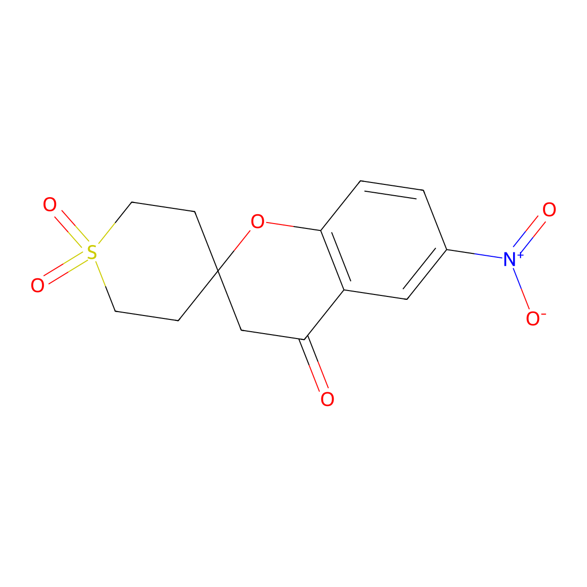 6-Nitro-3,4-dihydrospiro[1-benzopyran-2,4'-[1lambda6]thiane]-1',1',4-trione molecular structure, CAS 2060048-87-3