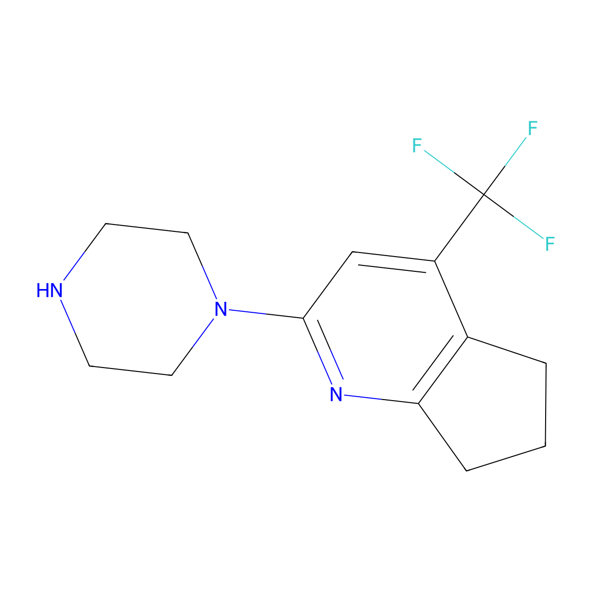 1-[4-(Trifluoromethyl)-5H,6H,7H-cyclopenta[b]pyridin-2-yl]piperazine molecular structure, CAS 2060048-88-4