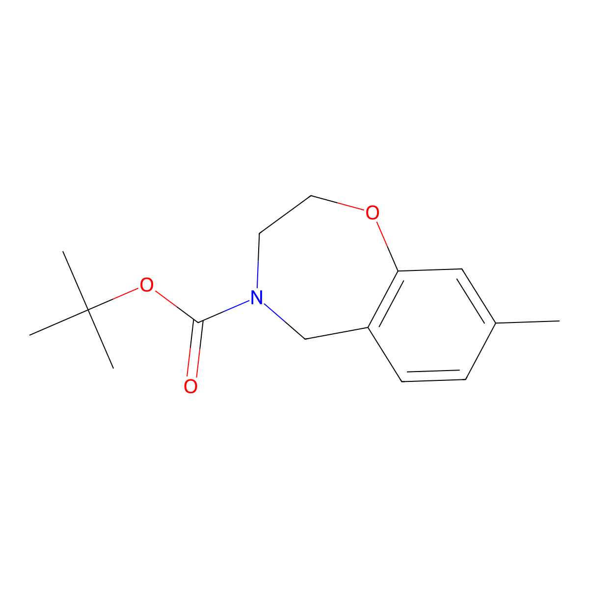 tert-Butyl 8-methyl-2,3,4,5-tetrahydro-1,4-benzoxazepine-4-carboxylate molecular structure, CAS 2060048-90-8