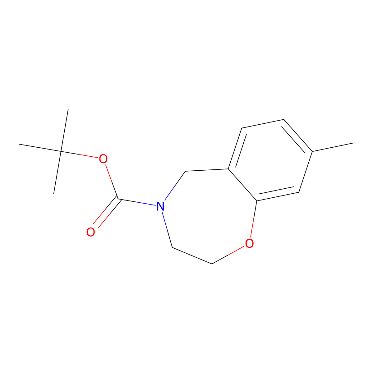 tert-Butyl 8-methyl-2,3,4,5-tetrahydro-1,4-benzoxazepine-4-carboxylate molecular structure, CAS 2060048-90-8