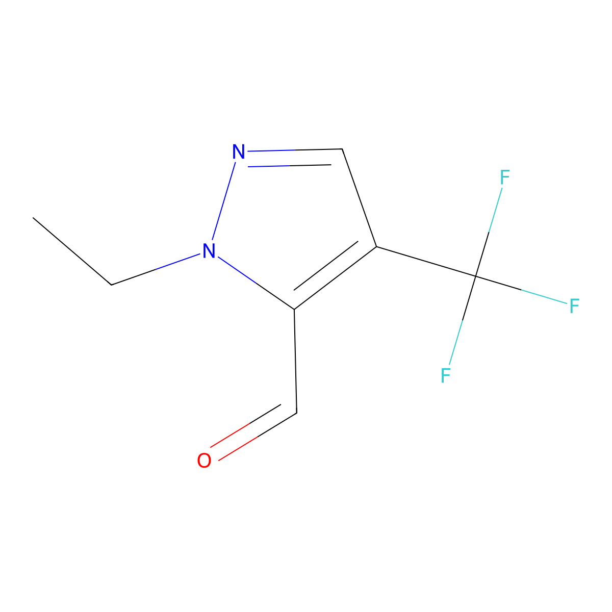 1-Ethyl-4-(trifluoromethyl)-1H-pyrazole-5-carbaldehyde molecular structure, CAS 2060048-94-2