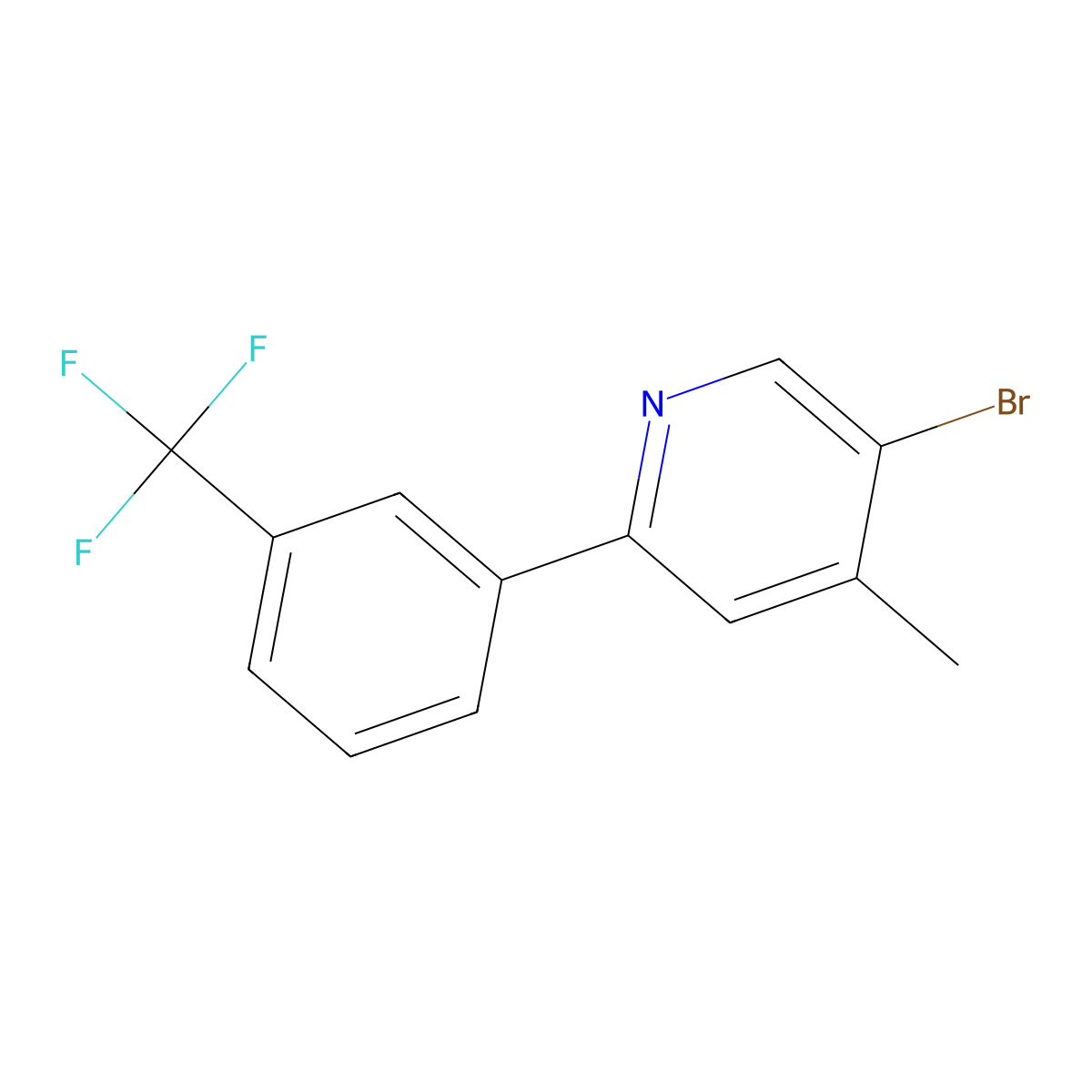 5-Bromo-4-methyl-2-[3-(trifluoromethyl)phenyl]pyridine molecular structure, CAS 2060049-15-0